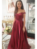 Custom Made Off Shoulder Burgundy Prom Dresses, Burgundy Off Shoulder Formal Evening Grad Dresses