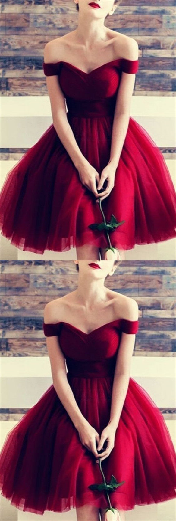 Custom Made Off Shoulder Short Burgundy Prom Dresses, Short Burgundy Formal Dresses, Graduation Dresses