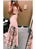 Custom Made Pink Mermaid Prom Dress with Flower, Pink Flower Formal Dresses, Graduation Dresses