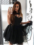 Custom Made Short Black Ball Gown, Short Black Formal Graduation Evening Dresses, Little Black Dresses