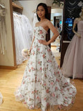 Custom Made Sweetheart Neck White Prom Dresses with 3D Flower, 3D Flower Formal Dresses