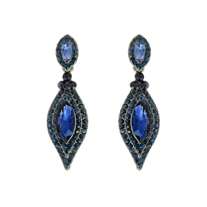 Dangly Leaf with Oval Gem Stone Earrings