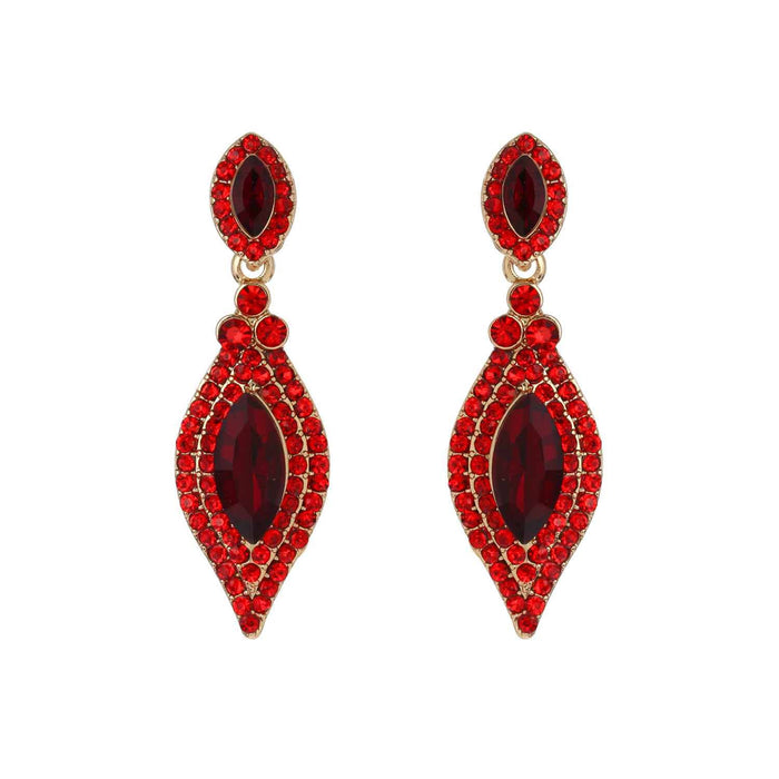 Dangly Leaf with Oval Gem Stone Earrings