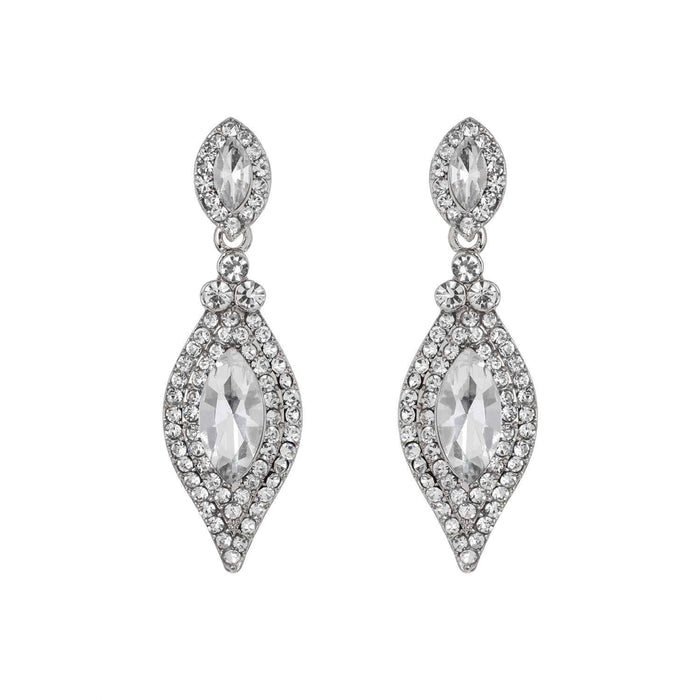 Dangly Leaf with Oval Gem Stone Earrings