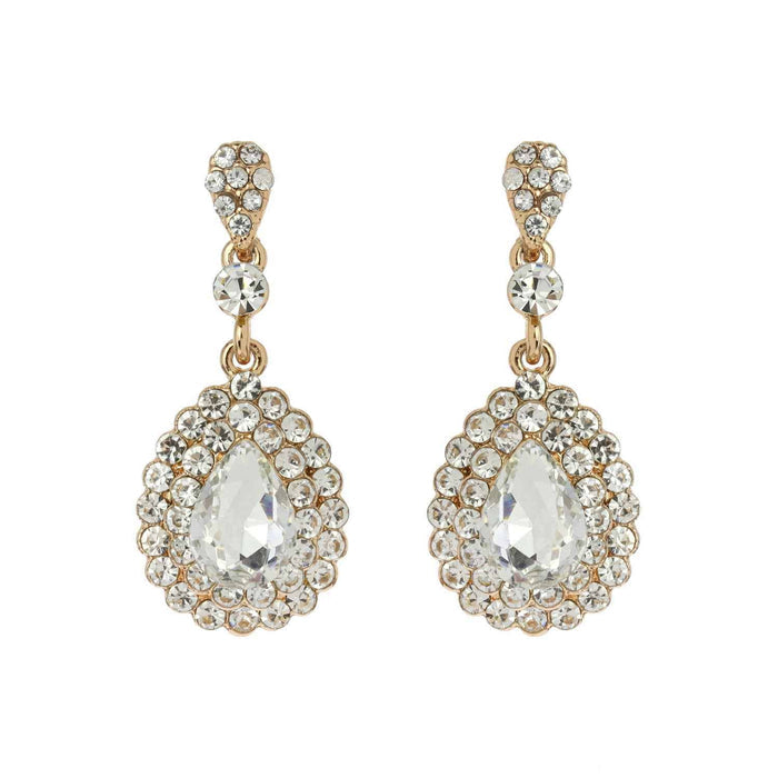 Dangly Teardrop Rhinestone Earrings