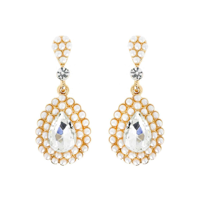 Dangly Teardrop Rhinestone Earrings