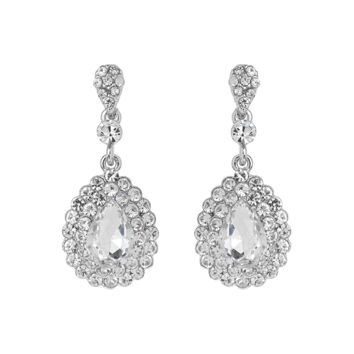 Dangly Teardrop Rhinestone Earrings