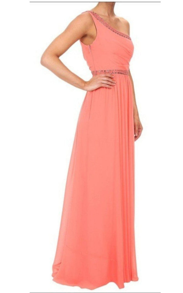 BCBGMAXAZRIA Daniele Coral One Shoulder Embellished Gown - Runway Catalog