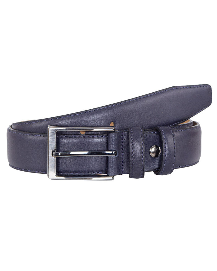 Dark Blue Leather Plain Design Belt-Makrom