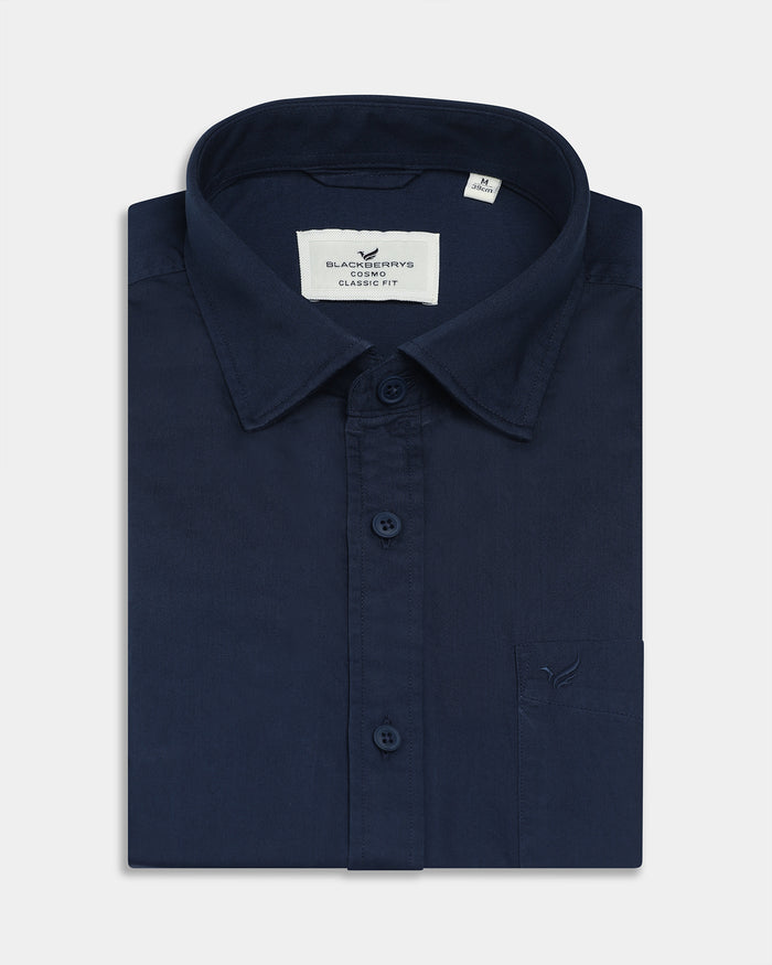 Dark Blue Solid Shirt - Zento
