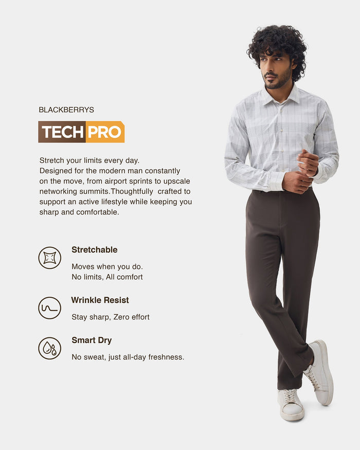 Dark Brown TechPro Stripe Trouser - Martini