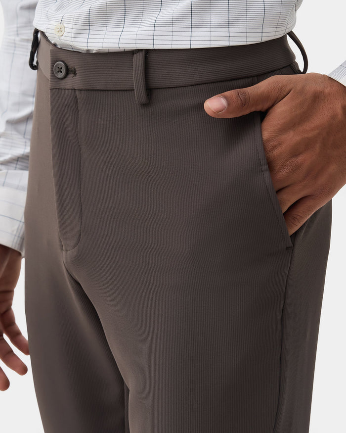 Dark Brown TechPro Stripe Trouser - Martini
