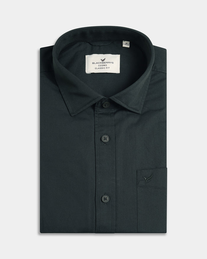 Dark Green Solid Shirt - Zento