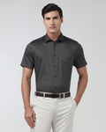 Dark Grey Half Sleeve Unwrinkle Solid Shirt - Sylvia