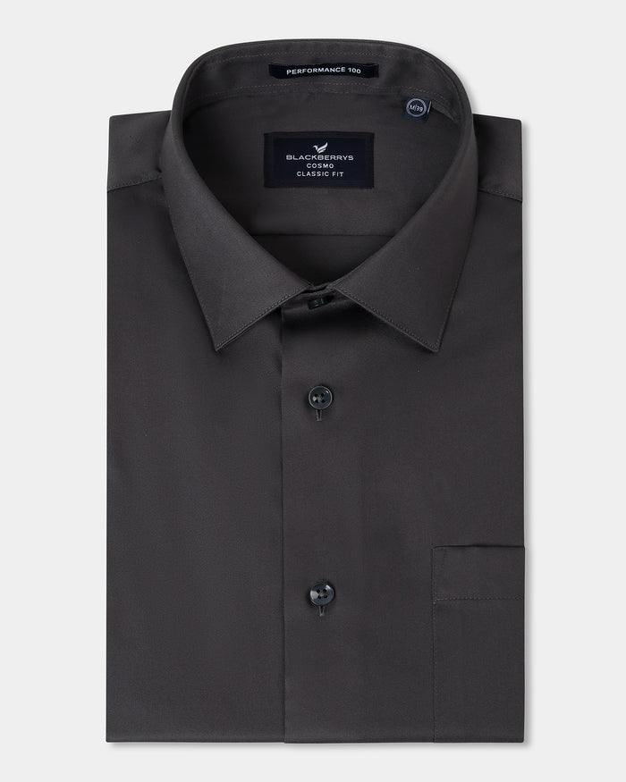 Dark Grey Half Sleeve Unwrinkle Solid Shirt - Sylvia