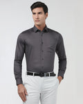 Dark Grey Unwrinkle Solid Shirt - Sylvia