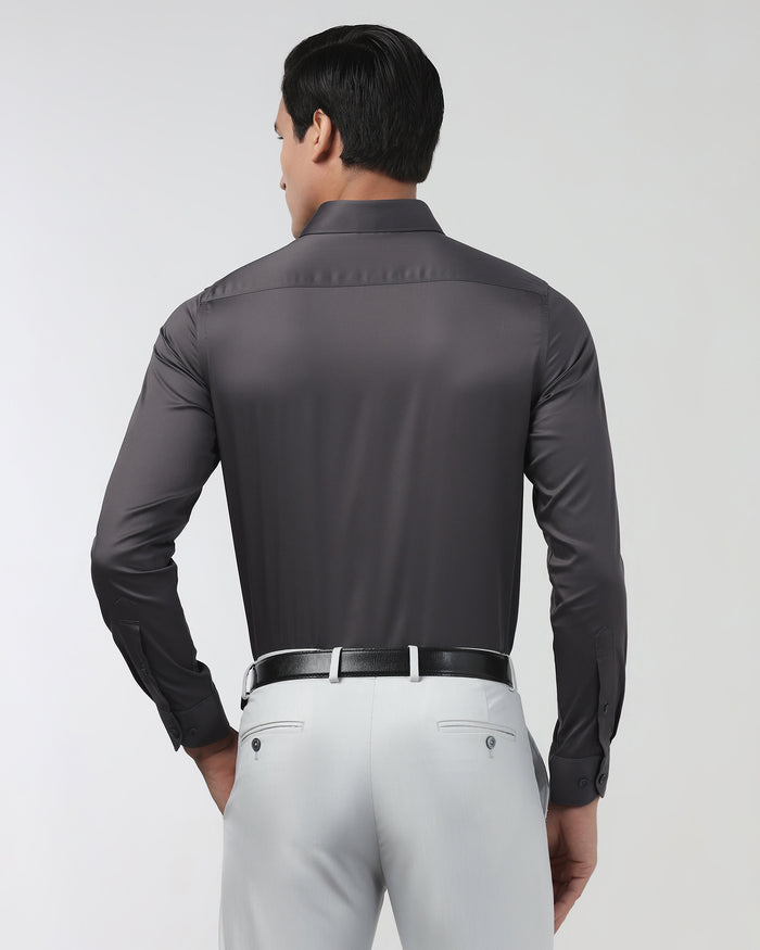 Dark Grey Unwrinkle Solid Shirt - Sylvia