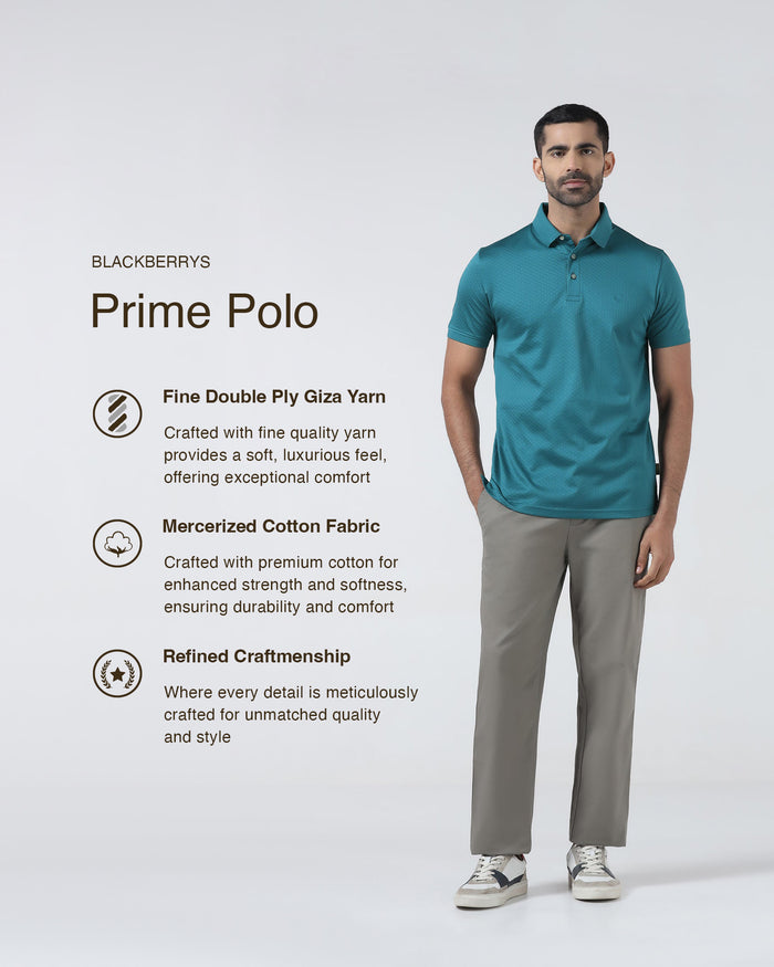 Deep Teal Textured Polo - Gama