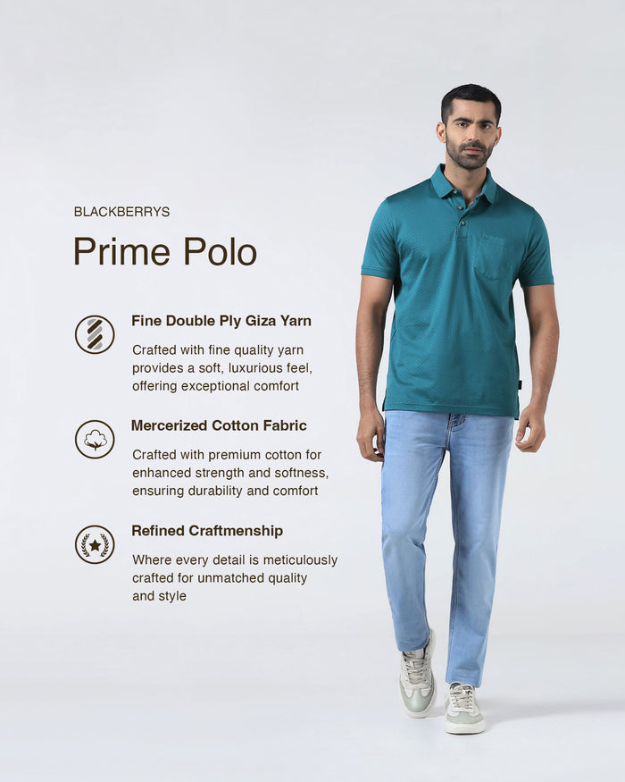 Deep Teal Textured Polo - Gama
