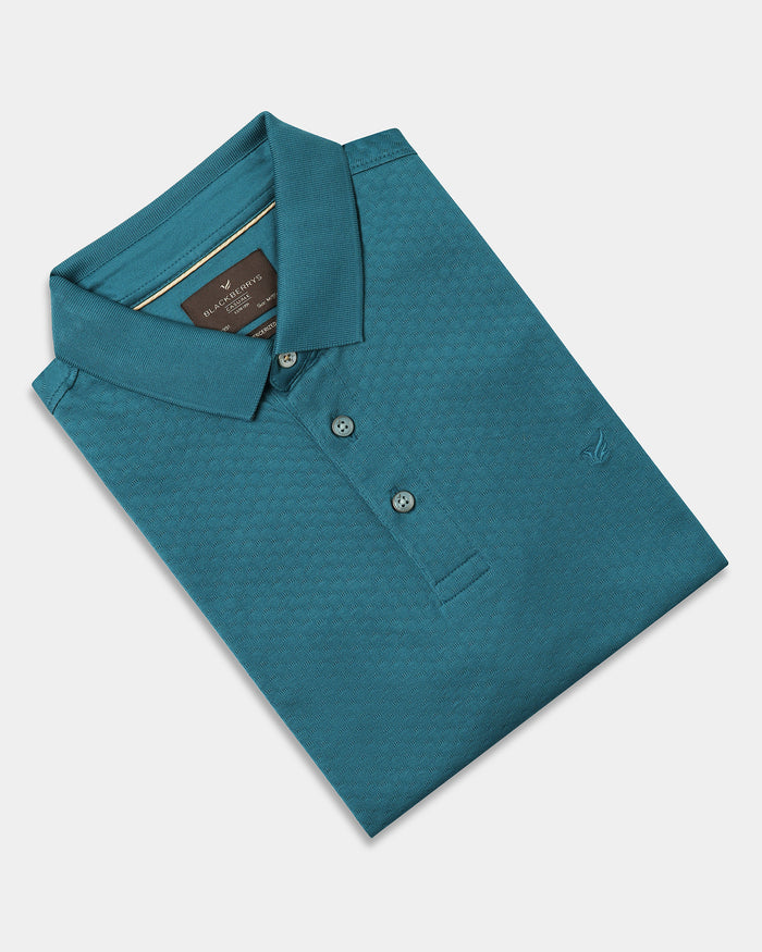 Deep Teal Textured Polo - Gama