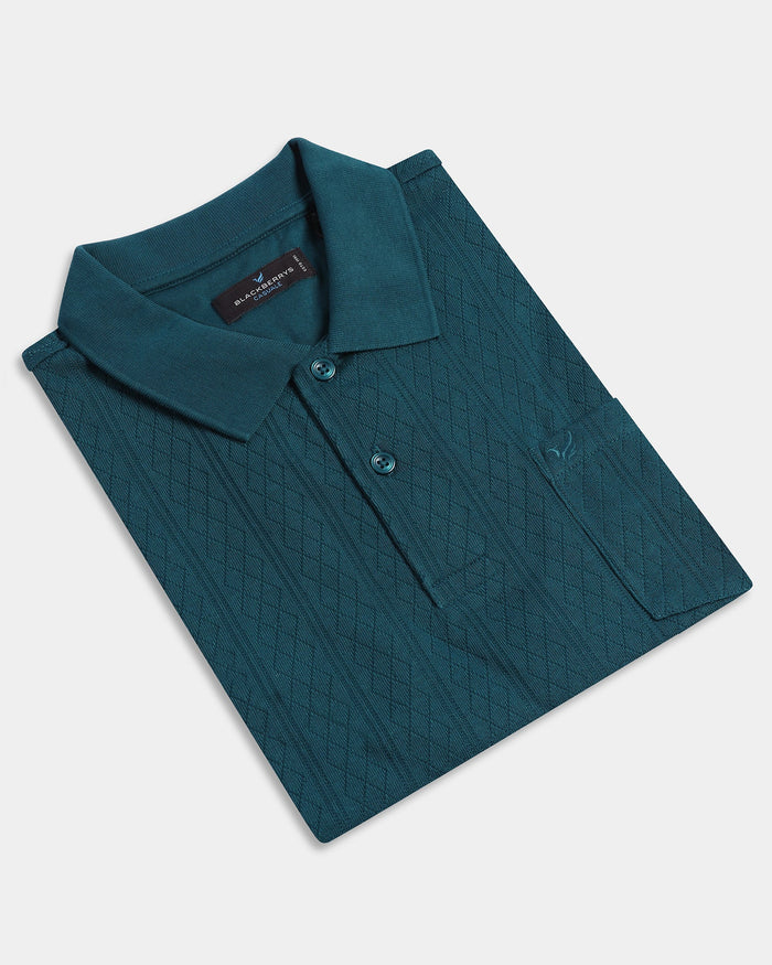Deep Teal Textured Polo - Yeom