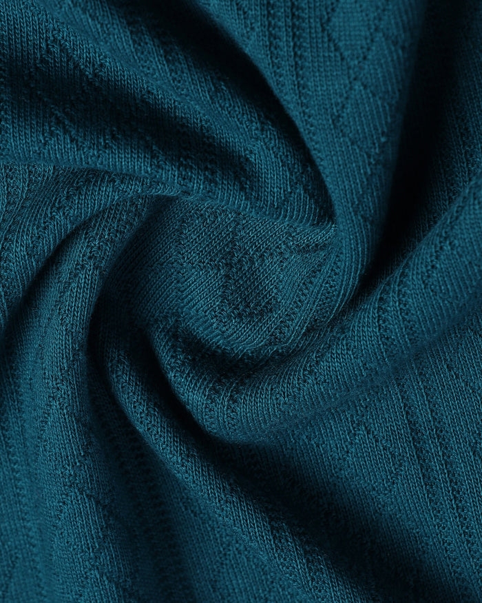 Deep Teal Textured Polo - Yeom