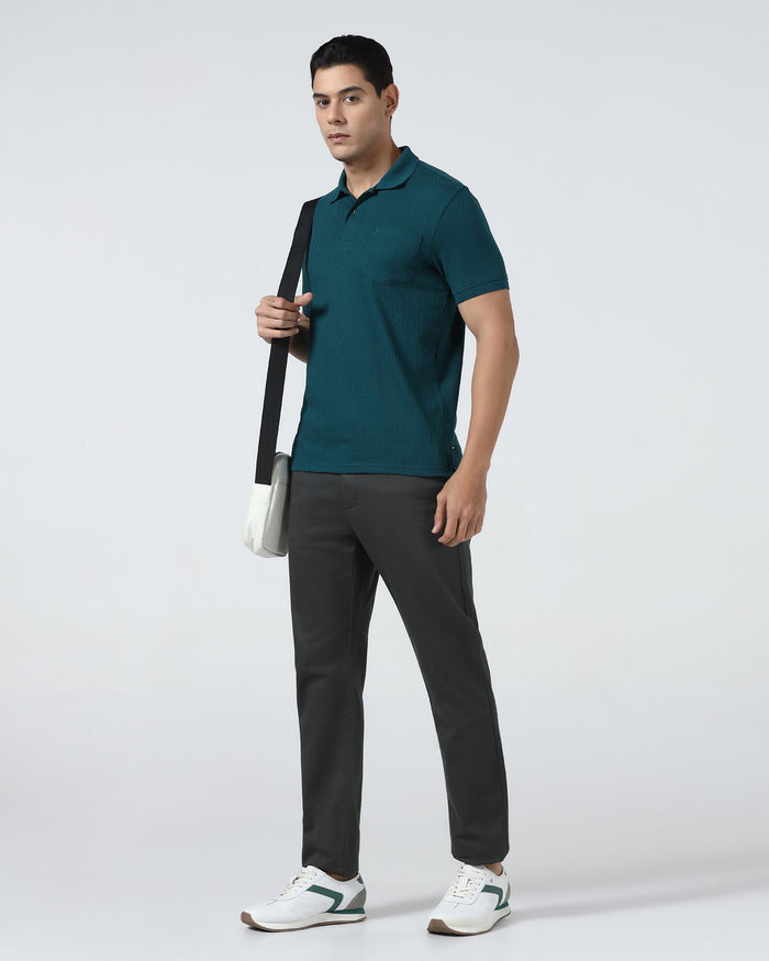 Deep Teal Textured Polo - Yeom