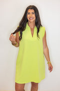 lime green ribbed knit shirt dress