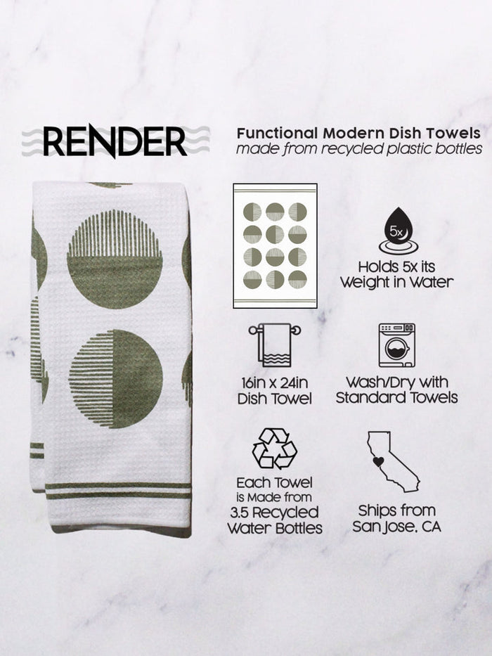 Dish Towel in Green Circle