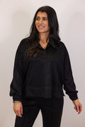 umgee black scuba knit pullover top