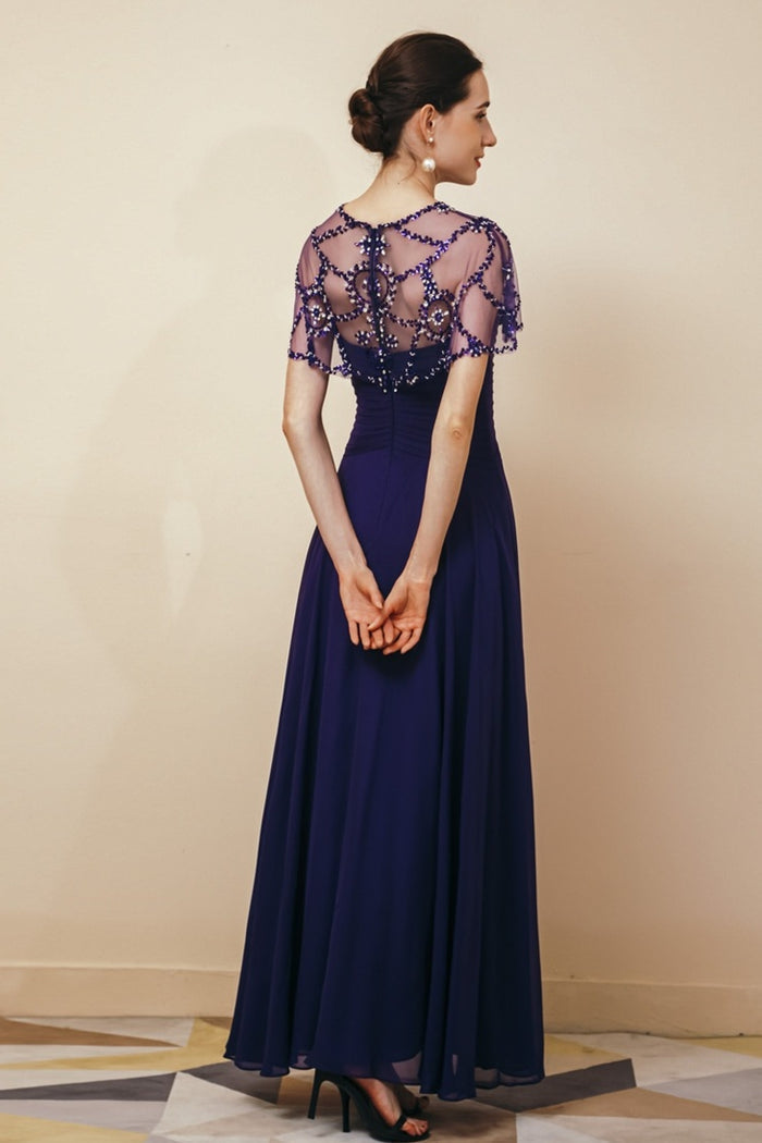 Elegant Green Chiffon A-line Long Mother of the Bride Dress