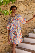 Embroidered Button Mini- Chennai Cobalt