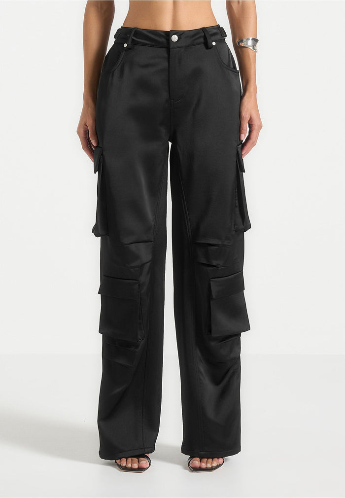 emilie-satin-high-waisted-cargo-pants-black