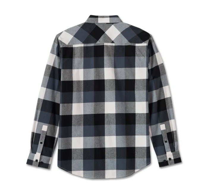 Essence Long Sleeve Flannel Shirt - Plaid - Harley Black & Ombre Blue