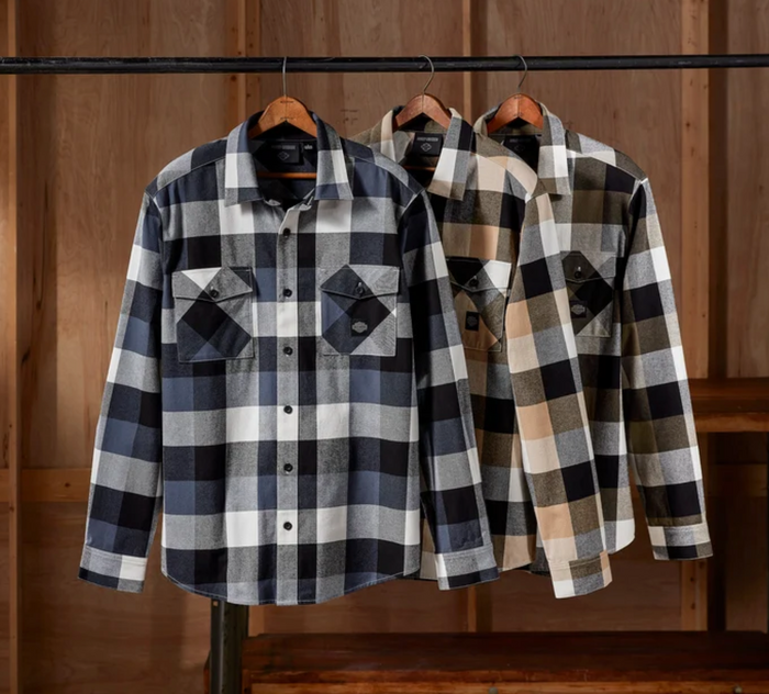 Essence Long Sleeve Flannel Shirt - Plaid - Harley Black & Ombre Blue