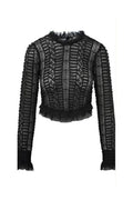 Etheline Crochet Lace Long Sleeve Top - BLACK
