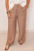 tan linen gauze palazzo pants