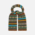 FAIRISLE SCARF - KHAKI/BURGUNDY