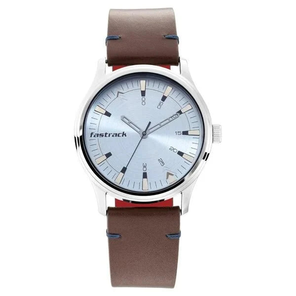Fastrack I Love Me Quartz Analog Blue Dial Leather Strap Watch for Guys - Ashoka Watch Company
