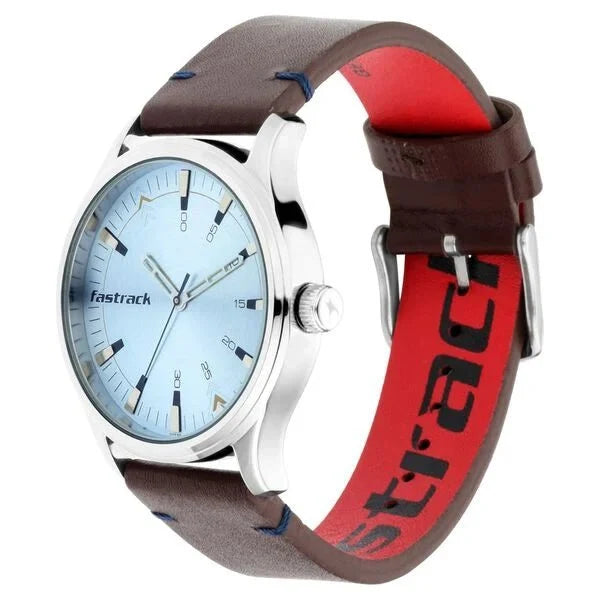 Fastrack I Love Me Quartz Analog Blue Dial Leather Strap Watch for Guys - Ashoka Watch Company