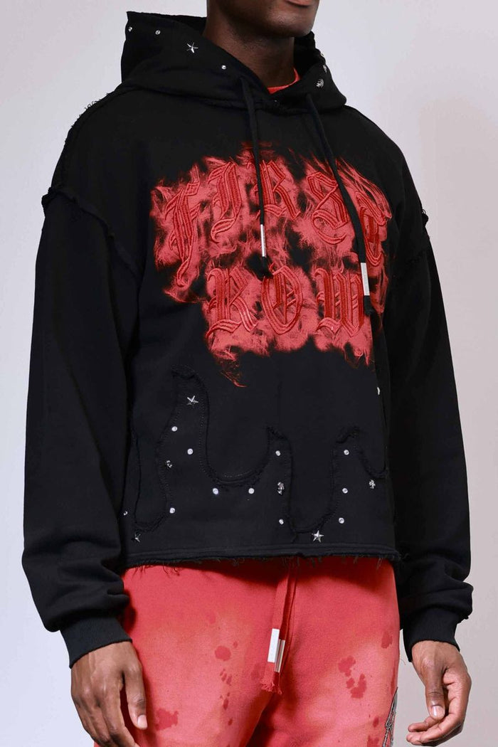 First Row -WAKE UP AND BE FIERCE STUD CROP HOODIE - Clique Apparel