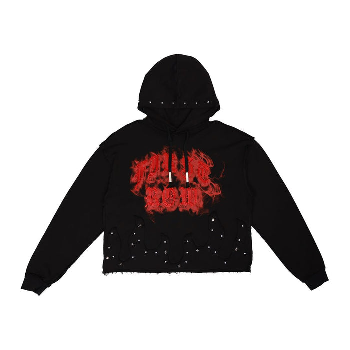First Row -WAKE UP AND BE FIERCE STUD CROP HOODIE - Clique Apparel