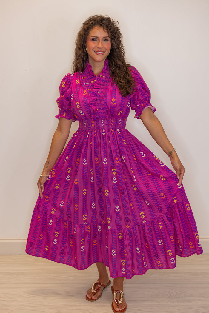 umgee classy pink midi dress