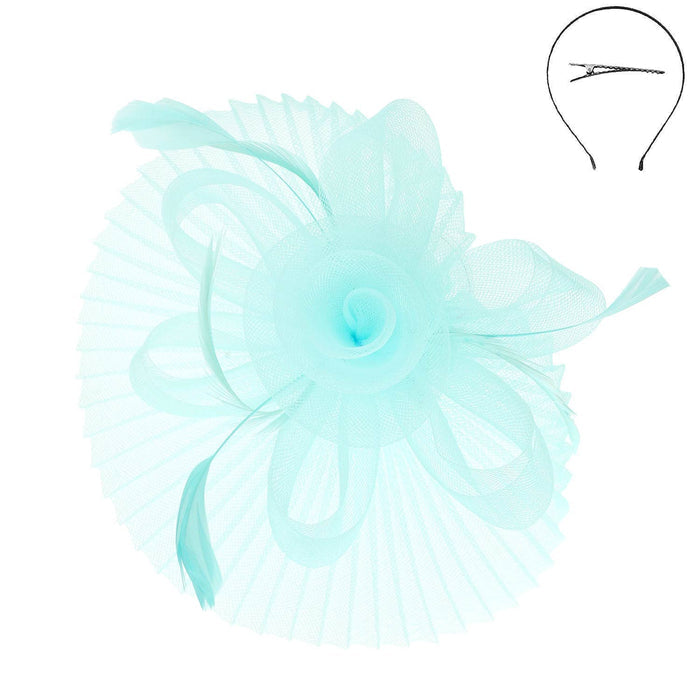 Floral Feathered Sinamay Mesh Fascinator