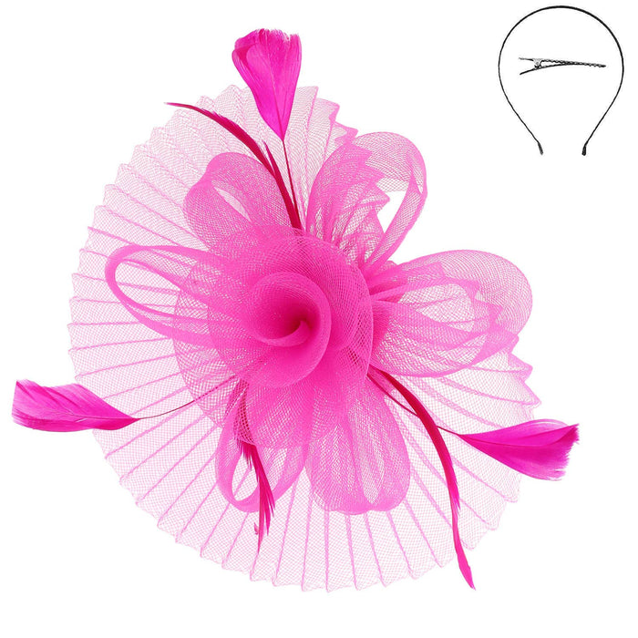 Floral Feathered Sinamay Mesh Fascinator