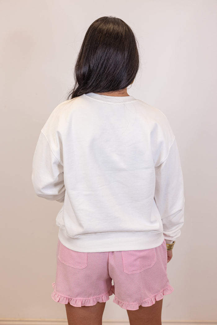 white pastel floral flag sweatshirt