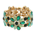 Floral Rhinestone Gem & Cluster Evening Stretch Bracelet