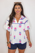 Flowering Off White Babydoll Top