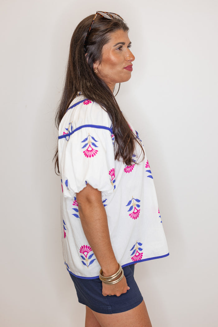 Flowering Off White Babydoll Top