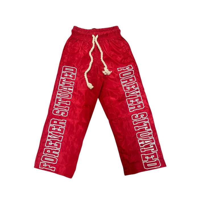 Forever Situated - Nylon Track Pants - Red - Clique Apparel